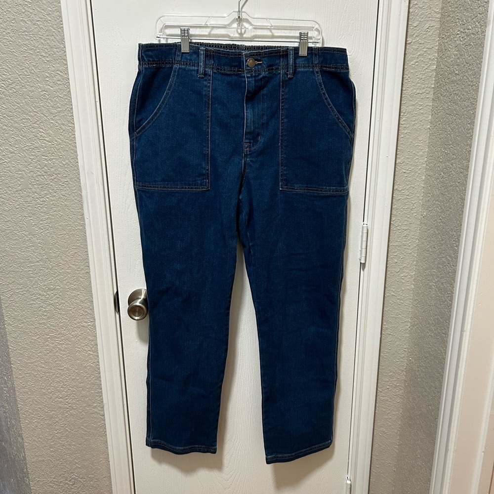 Knox rose denim straight leg high rise jeans with elastic waistband size large
